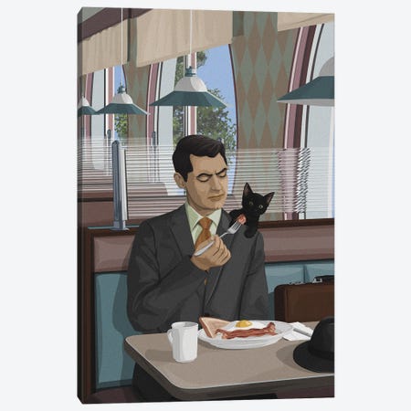 Man With A Cat Canvas Print #ACU30} by Artcatillustrated Art Print