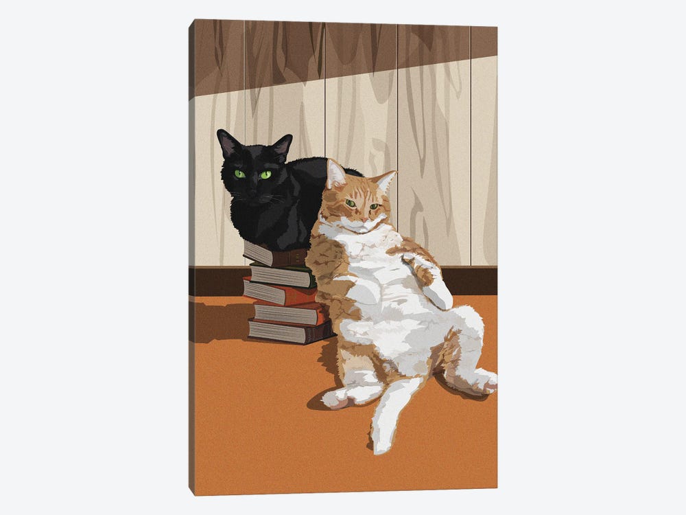 Two Cats by Artcatillustrated 1-piece Canvas Art
