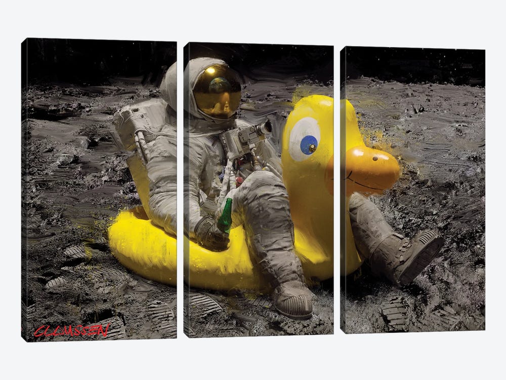 Relaxing On The Moon II by Andreas Claussen 3-piece Canvas Wall Art