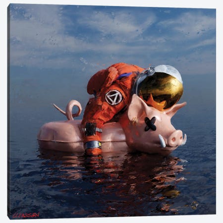 Wrestled With A Pig Canvas Print #ACX30} by Andreas Claussen Canvas Artwork