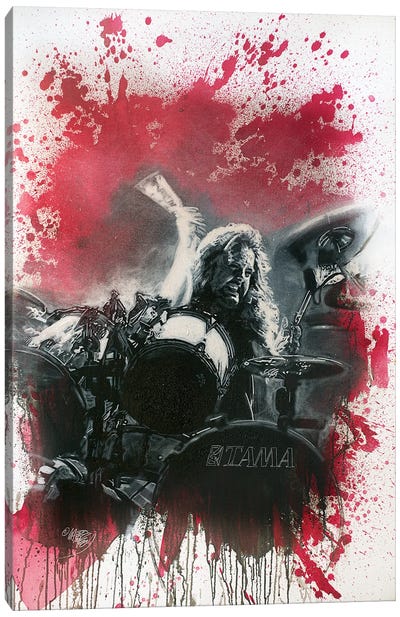 Metallica - Lars Ulrich Rock Stars In Red And Black Canvas Art Print - Michael Andrew Law Cheuk Yui