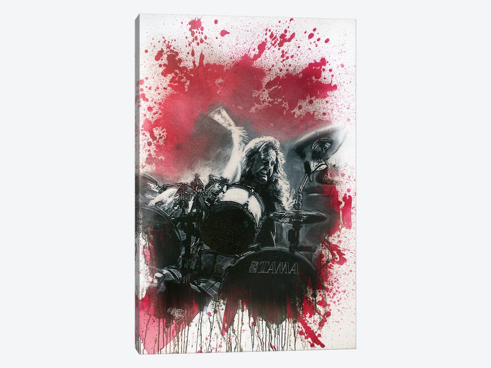 Metallica - Lars Ulrich Rock Stars In Red And Black by Michael Andrew Law Cheuk Yui 1-piece Canvas Wall Art