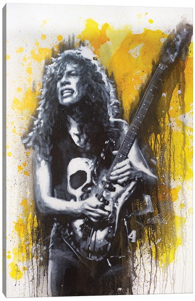 Metallica - Kirk Hammett In Yellow Canvas Art Print - Limited Edition Musicians Art