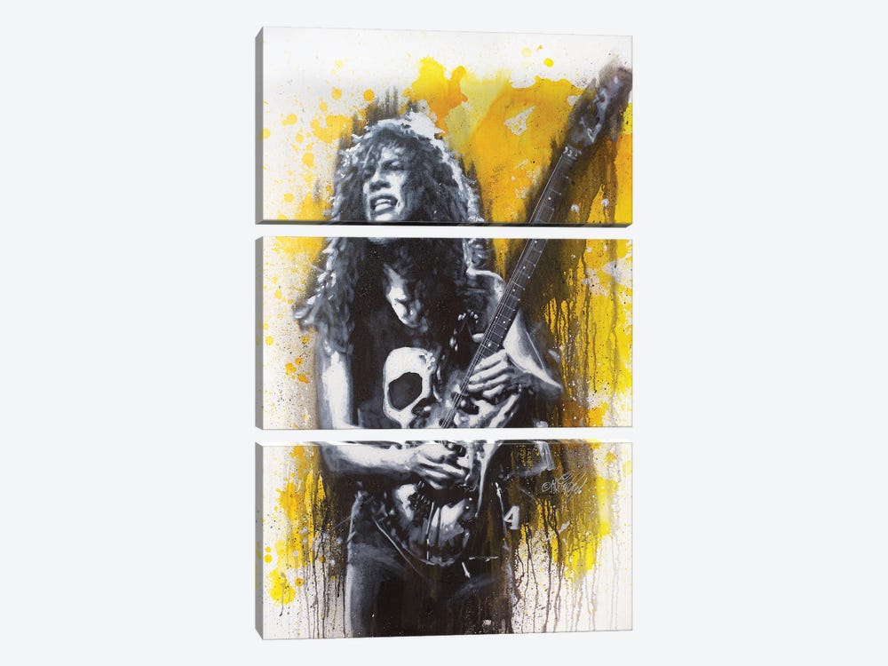 Metallica - Kirk Hammett In Yellow by Michael Andrew Law Cheuk Yui 3-piece Canvas Art Print