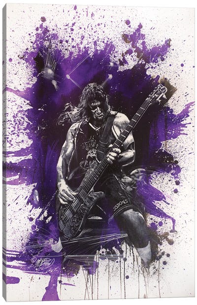 Metallica - Robert Trujillo In Purple Canvas Art Print - Metallica