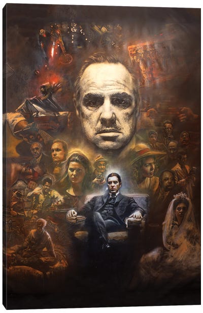 The Godfather 50th Anniversary - Marlon Brando, Al Pacino Canvas Art Print - Michael Andrew Law Cheuk Yui