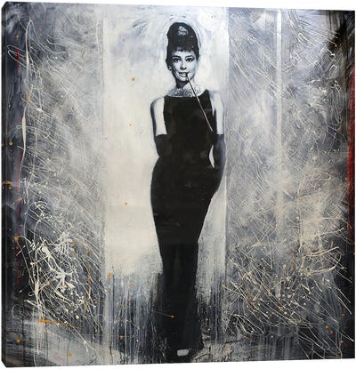 Audrey Hepburn Breakfast At Tiffany Painting Referencing Bud Fraker Canvas Art Print - Michael Andrew Law Cheuk Yui
