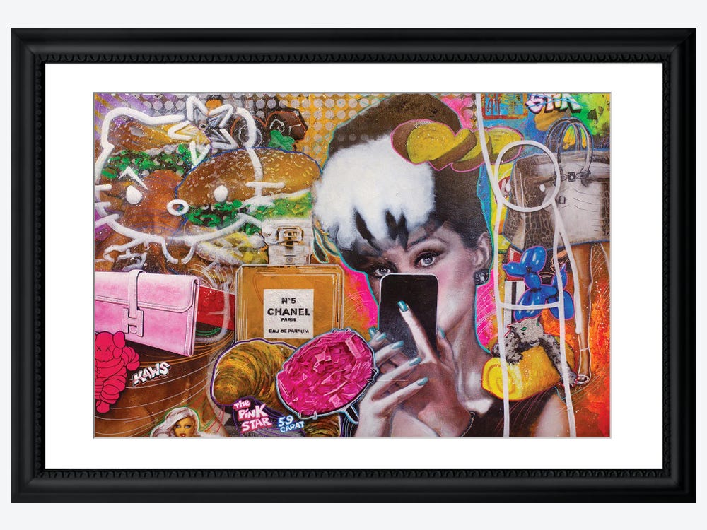 Audrey Hepburn Selfie, The Pink Star, Stik, Shepard Fairey's Hello Kitty, Hermès Wallet - Canvas Print Wall Art by Michael Andrew Law Cheuk Yui (