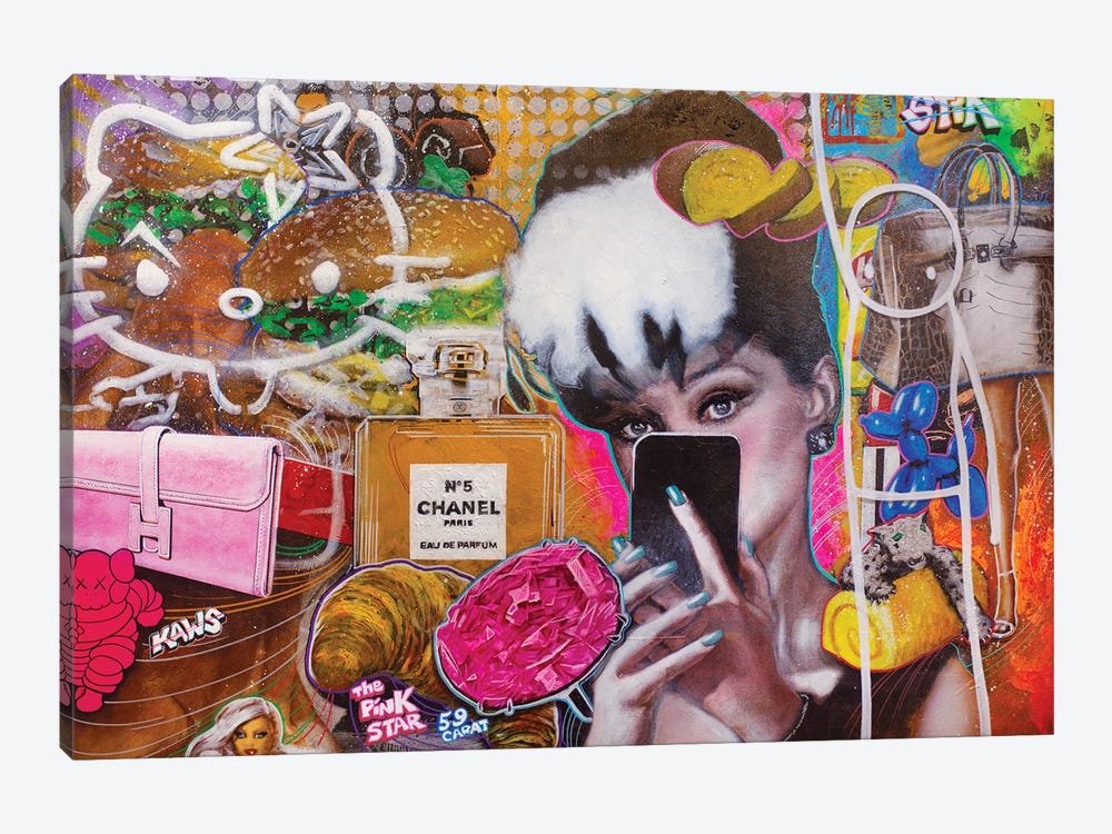 Audrey Hepburn Selfie, The Pink Star, Stik, Shepard Fairey's Hello Kitty, Hermès Wallet... by Michael Andrew Law Cheuk Yui 1-piece Art Print