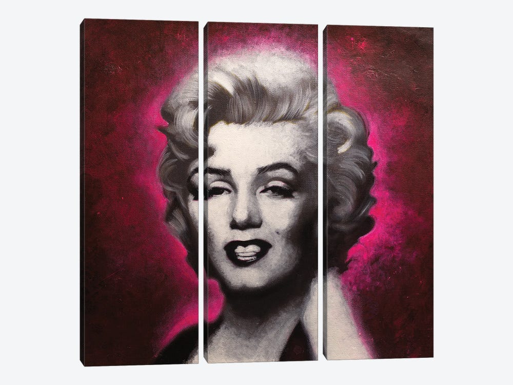 Andy Warhol's Marilyn Monroe In Pink by Michael Andrew Law Cheuk Yui 3-piece Canvas Wall Art