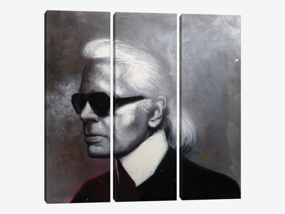 Karl Lagerfeld Of Chanel And Fendi by Michael Andrew Law Cheuk Yui 3-piece Canvas Art Print