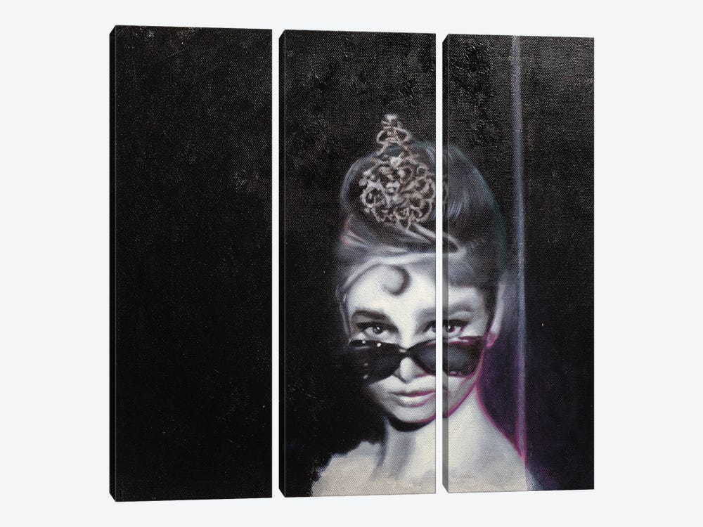 Audrey Hepburn Breakfast At Tiffany With Sunglasses by Michael Andrew Law Cheuk Yui 3-piece Canvas Artwork