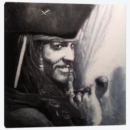 Johnny Depp As Jack Sparrow In Pirate Of The Caribbean Canvas Print #ACY51} by Michael Andrew Law Cheuk Yui Canvas Print