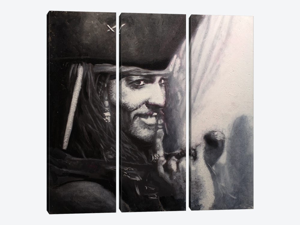 Johnny Depp As Jack Sparrow In Pirate Of The Caribbean by Michael Andrew Law Cheuk Yui 3-piece Canvas Art Print