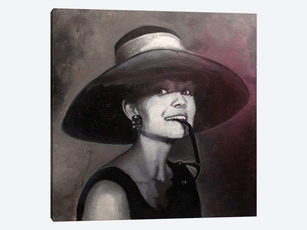 Audrey Hepburn Breakfast At Tiffany's Hat by Michael Andrew Law Cheuk Yui 1-piece Canvas Wall Art