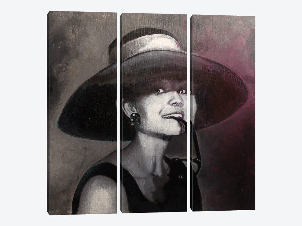 Audrey Hepburn Breakfast At Tiffany's Hat by Michael Andrew Law Cheuk Yui 3-piece Canvas Artwork