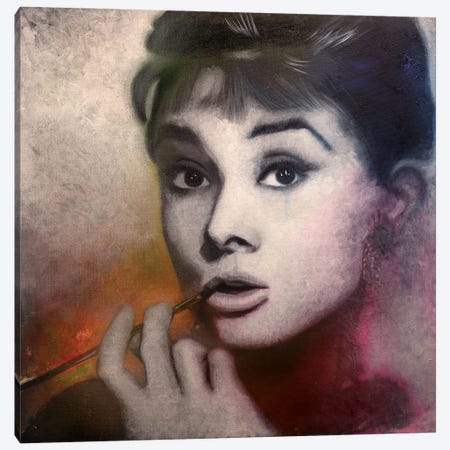 Audrey Hepburn As Holly Golightly In Breakfast At Tiffany's Canvas Print #ACY53} by Michael Andrew Law Cheuk Yui Art Print
