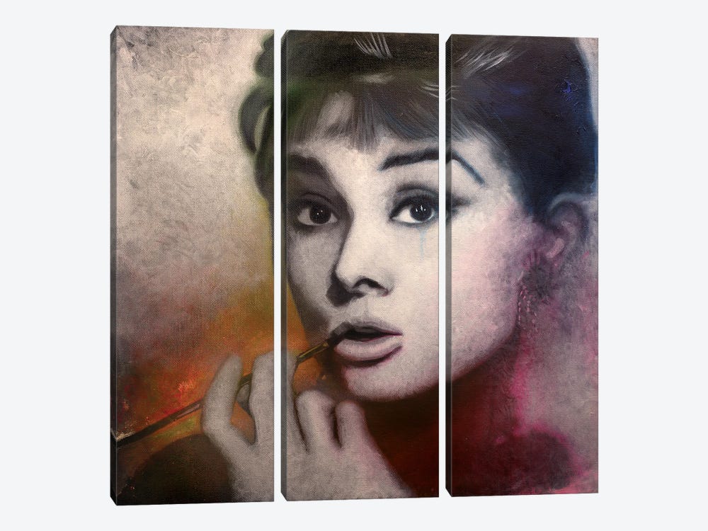 Audrey Hepburn As Holly Golightly In Breakfast At Tiffany's by Michael Andrew Law Cheuk Yui 3-piece Art Print