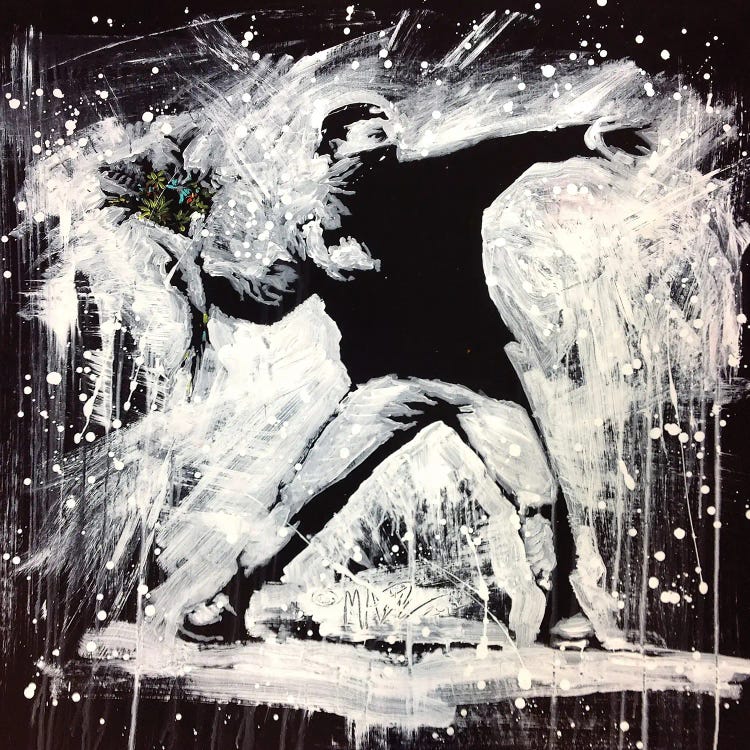 Banksy Love Is In The Air Flower Thrower In Black And White