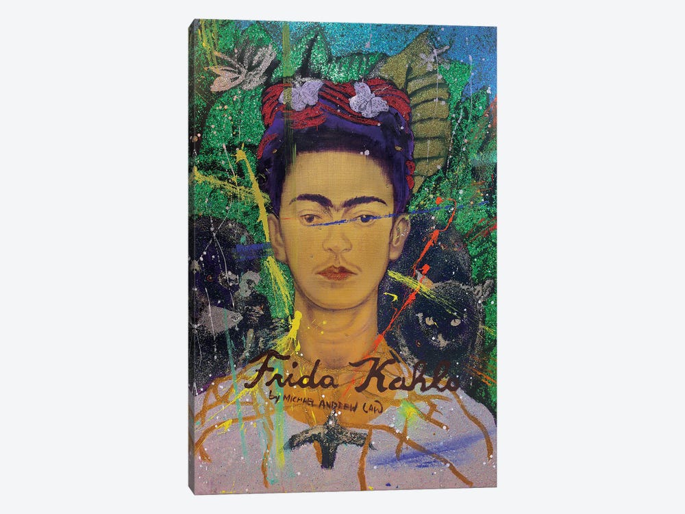 Frida Kahlo Self-Portrait With Thorn Necklace And Hummingbird by Michael Andrew Law Cheuk Yui 1-piece Art Print