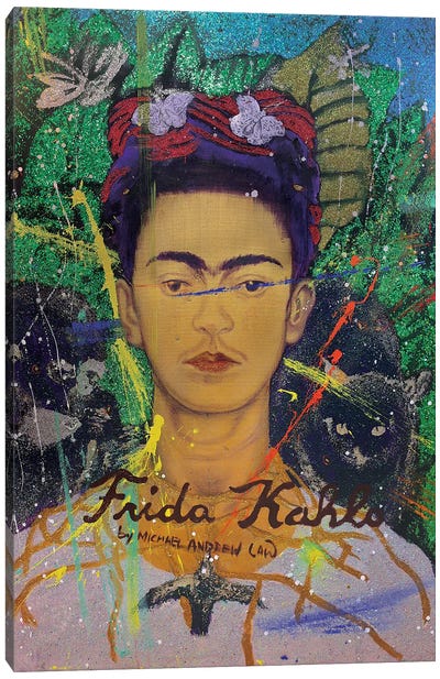 Frida Kahlo Self-Portrait With Thorn Necklace And Hummingbird Canvas Art Print - Michael Andrew Law Cheuk Yui