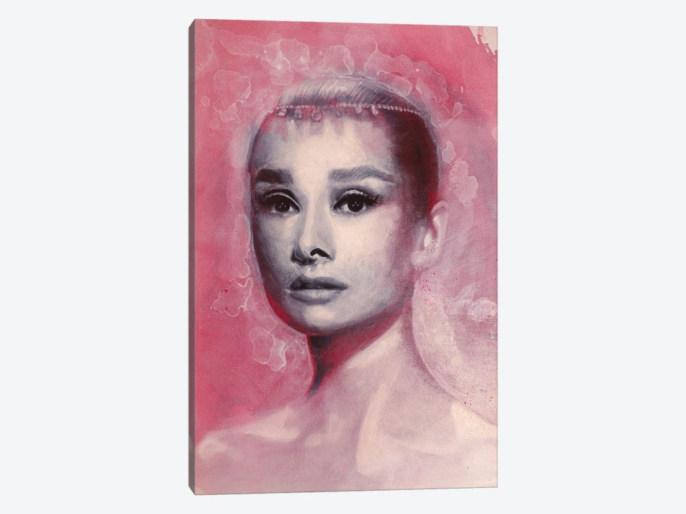 Audrey Hepburn From Vogue In Red by Michael Andrew Law Cheuk Yui 1-piece Canvas Print
