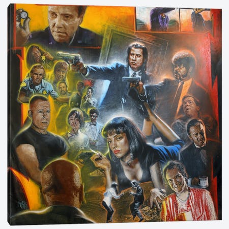Pulp Fiction Collage Canvas Print #ACY64} by Michael Andrew Law Cheuk Yui Canvas Print