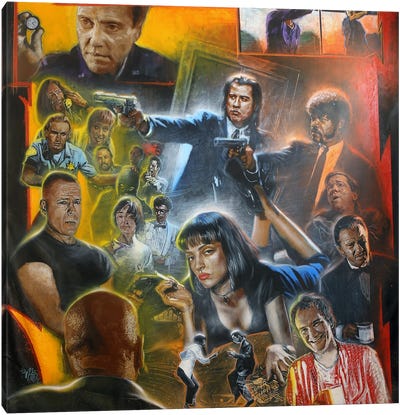 Pulp Fiction Collage Canvas Art Print - Michael Andrew Law Cheuk Yui