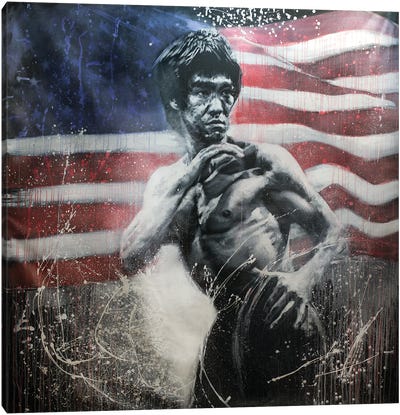 Red White And Bruce Lee I Canvas Art Print - Bruce Lee