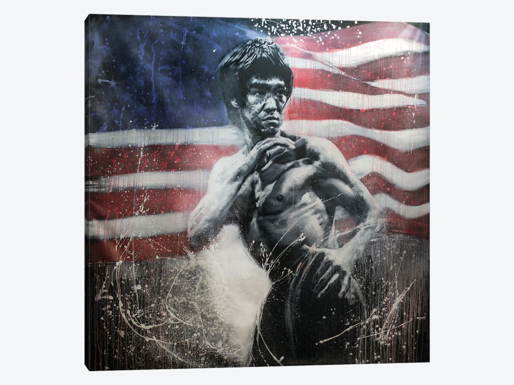 Red White And Bruce Lee I by Michael Andrew Law Cheuk Yui 1-piece Canvas Print