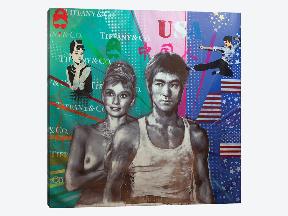 Bruce Lee And Audrey Hepburn by Michael Andrew Law Cheuk Yui 1-piece Canvas Art