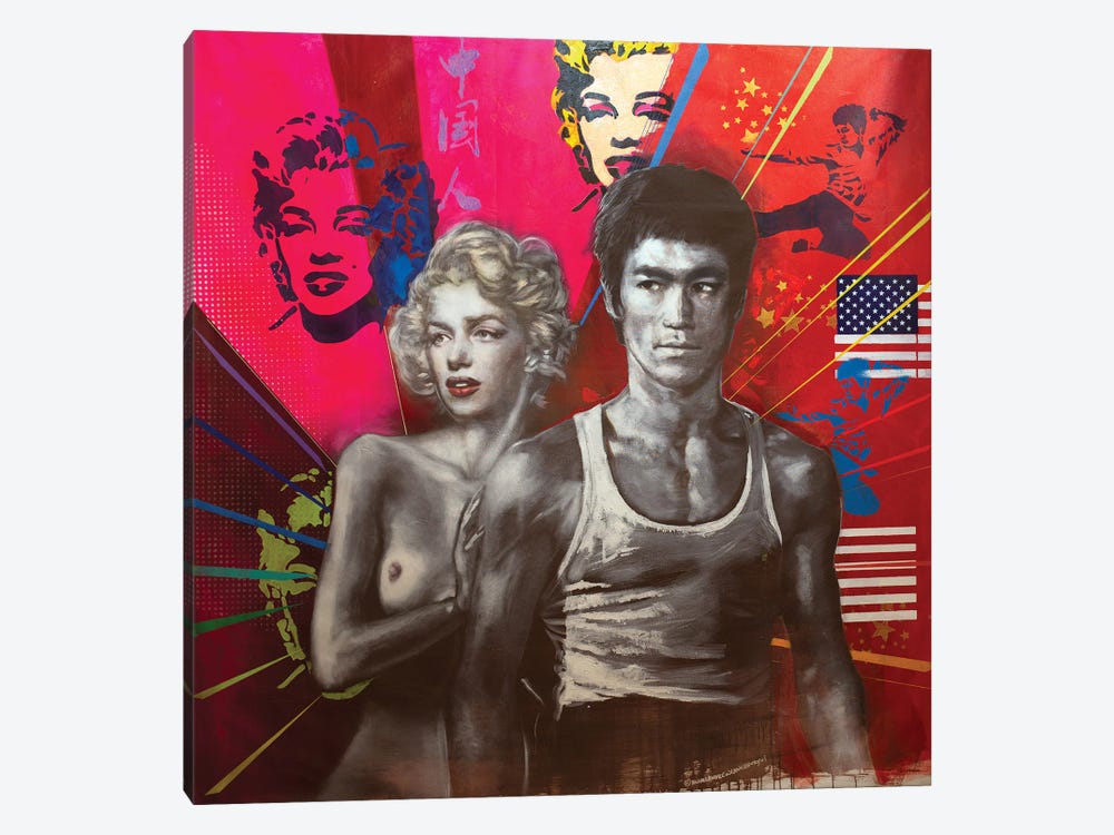Marilyn Monroe And Bruce Lee by Michael Andrew Law Cheuk Yui 1-piece Art Print