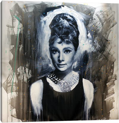 Audrey Hepburn Breakfast At Tiffany Painting Referencing Bud Fraker Canvas Art Print - Classic Movie Art