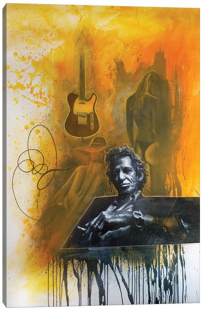 Keith Richards Of Rolling Stones, His Guitar And Ladies Canvas Art Print - Sixties Nostalgia Art