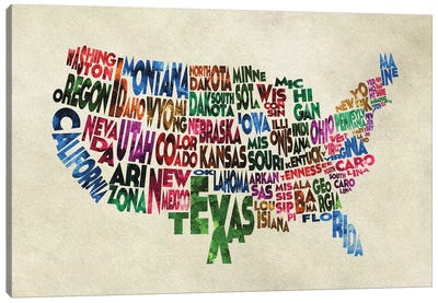 The States Canvas Art Print - Kids Map Art