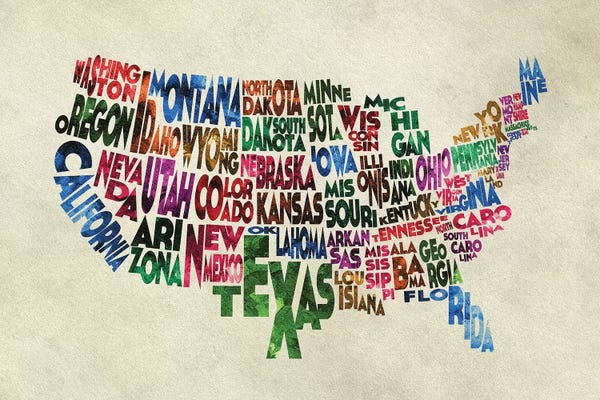 Kids Map Art: The States by Ayse Deniz Akerman