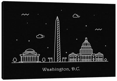 Washington, D.C. Canvas Art Print - Black & Dark Art