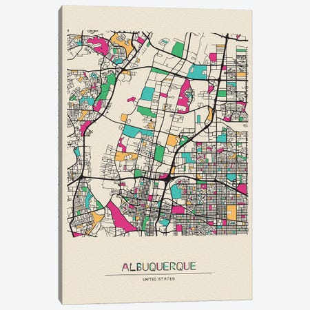 Albuquerque, New Mexico Map Canvas Print #ADA125} by Ayse Deniz Akerman Canvas Art Print