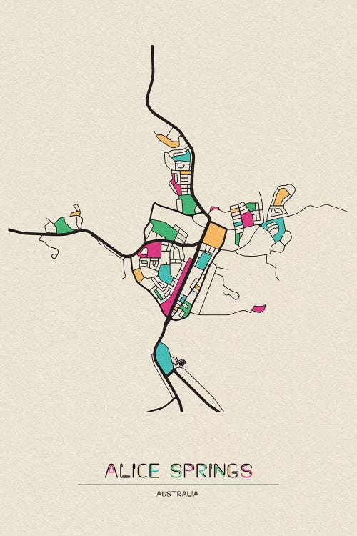 Alice Springs, Australia Map by Ayse Deniz Akerman canvas print