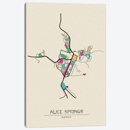 Alice Springs, Australia Map Canvas Print #ADA126} by Ayse Deniz Akerman Canvas Art Print