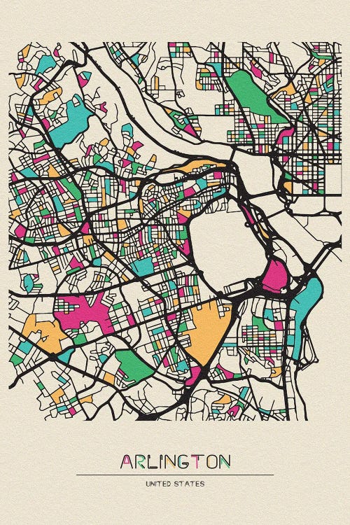 Arlington County, Virginia Map by Ayse Deniz Akerman wall art