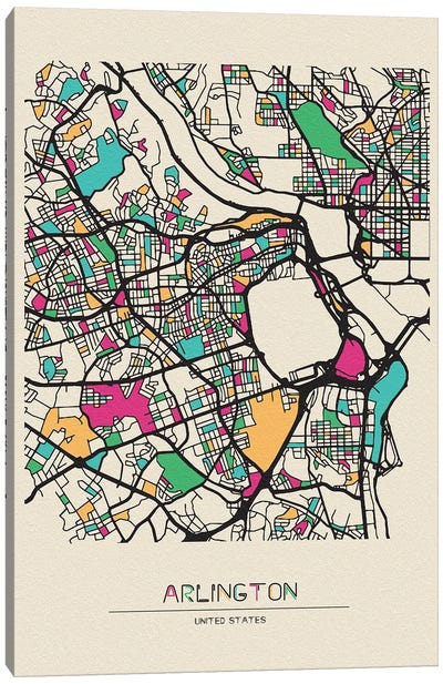 Arlington County, Virginia Map Canvas Art Print - City Maps