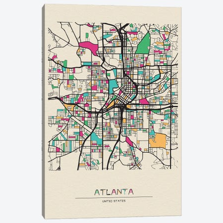 Atlanta, Georgia Map Canvas Print #ADA138} by Ayse Deniz Akerman Canvas Print