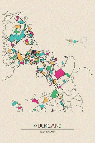 New Zealand: Auckland, New Zealand Map by Ayse Deniz Akerman
