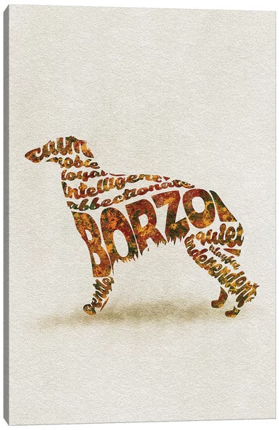 Borzo Canvas Art Print - Typographic Dogs