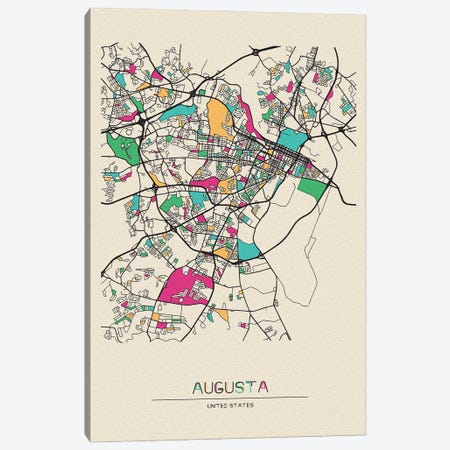 Augusta, Georgia Map Canvas Print #ADA140} by Ayse Deniz Akerman Canvas Artwork