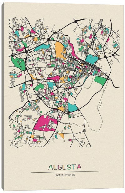 Augusta, Georgia Map Canvas Art Print - City Maps
