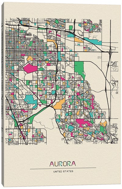 Aurora, Colorado Map Canvas Art Print - City Maps