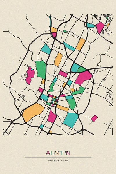 Austin, Texas Map by Ayse Deniz Akerman acrylic art print