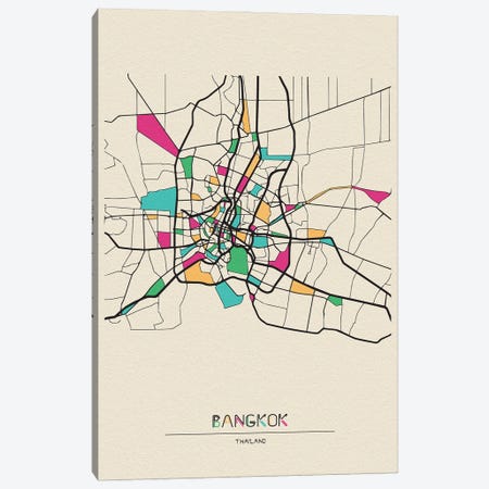 Bangkok, Thailand Map Canvas Print #ADA150} by Ayse Deniz Akerman Canvas Print